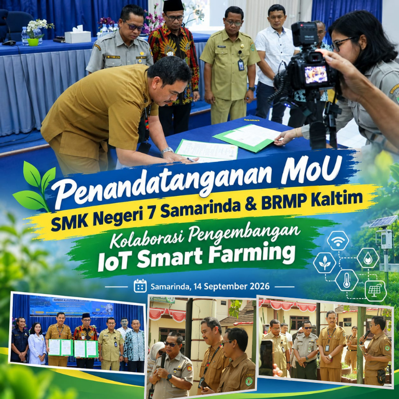 SMK Negeri 7 Samarinda dan BRMP Kaltim Tandatangani MoU Pengembangan IoT Smart Farming